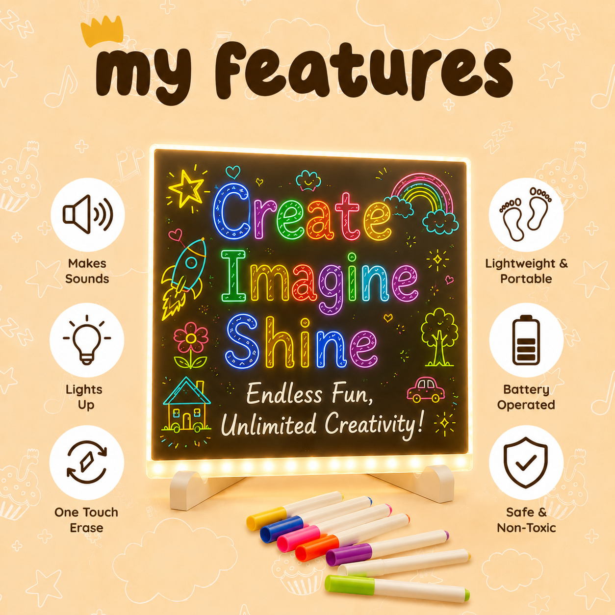 Magic Writing Board with Pen & Light