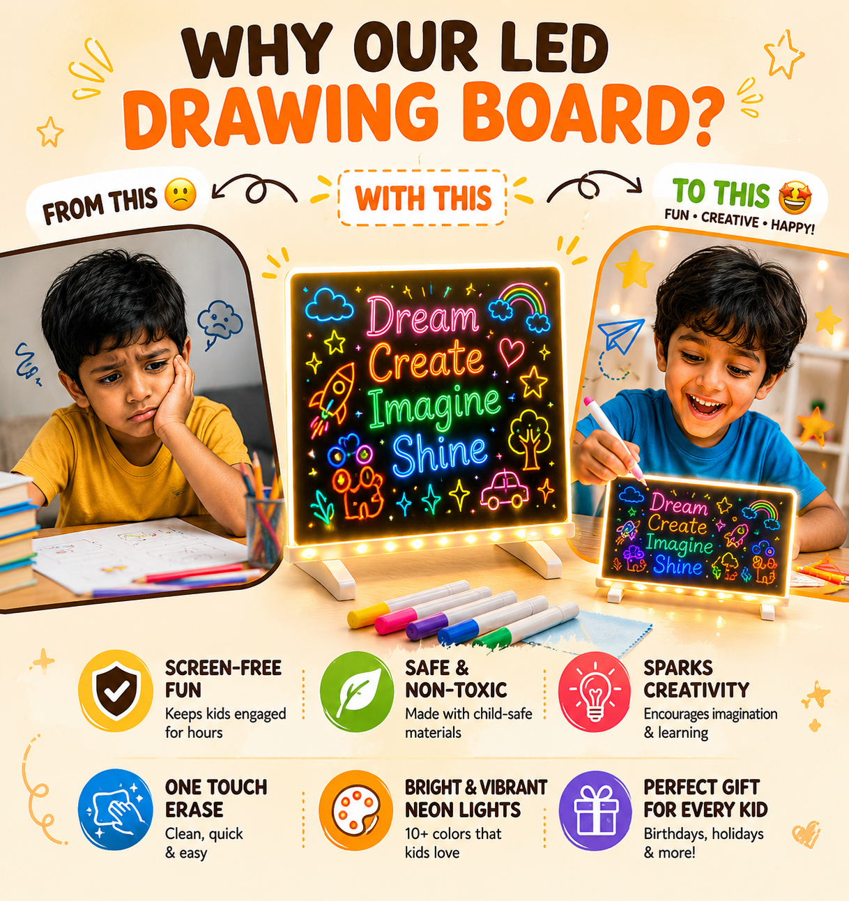 Magic Writing Board with Pen & Light