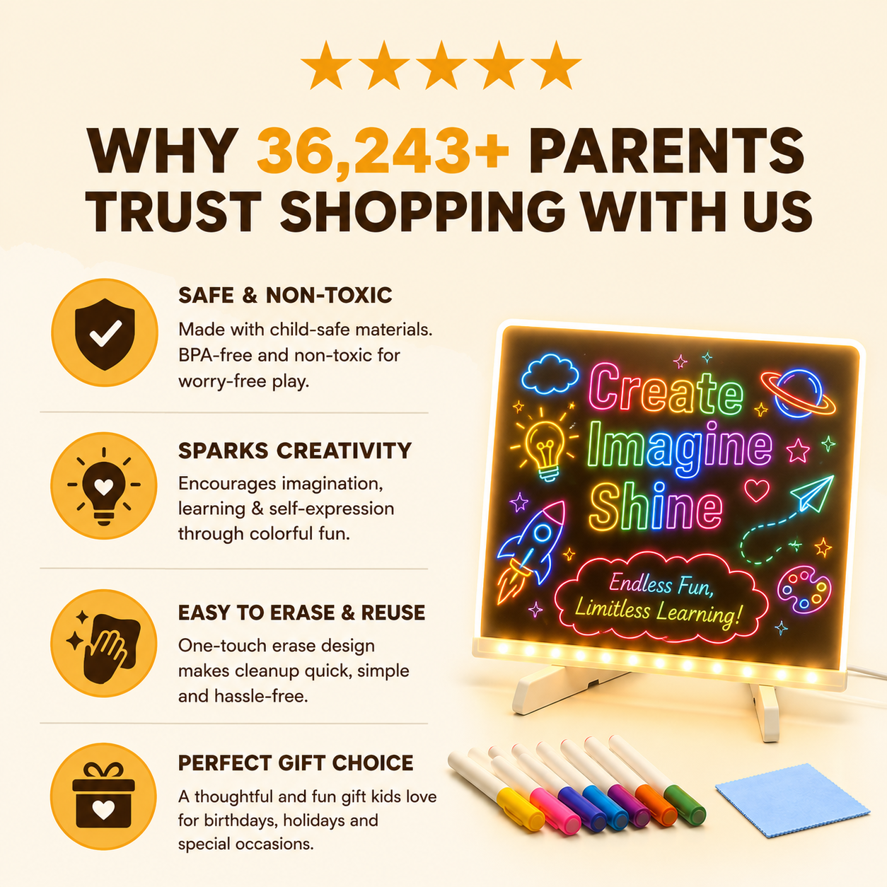 Magic Writing Board with Pen & Light